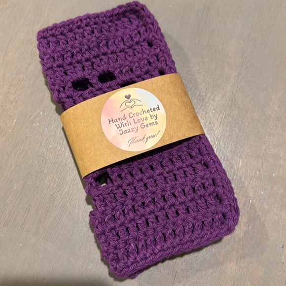 Crochet Washcloths Dishcloths with Hearts Handmade by Seller - 100% Cotton - Picture 8 of 8